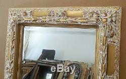 Large Ornate Gold Solid Wood 36x48 Rectangle Beveled Framed Wall Mirror
