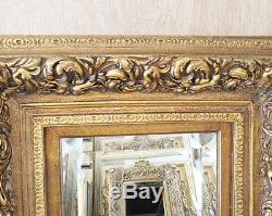 Large Ornate Gold Wood/Resin 26x30 Rectangle Beveled Framed Wall Mirror
