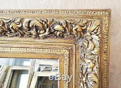 Large Ornate Gold Wood/Resin 26x30 Rectangle Beveled Framed Wall Mirror