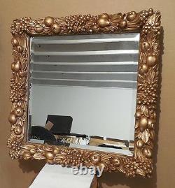 Large Ornate Gold Wood/Resin 31x31 Rectangle Beveled Custom Framed Wall Mirror