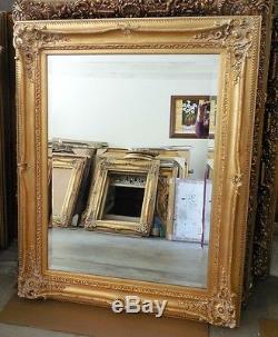 Large Ornate Gold Wood/Resin 35x41 Rectangle Beveled Framed Wall Mirror