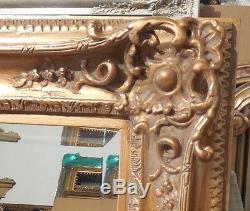 Large Ornate Gold Wood/Resin 40x48 Rectangle Beveled Framed Wall Mirror