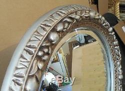 Large Ornate Hard Resin 29 Round Beveled Framed Wall Mirror