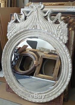 Large Ornate Hard Resin 40x52 Round Beveled Framed Wall Mirror