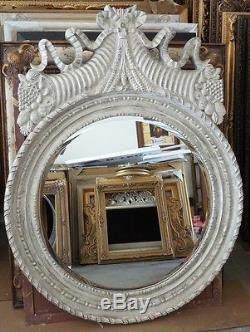 Large Ornate Hard Resin 40x52 Round Beveled Framed Wall Mirror