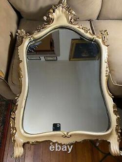 Large Ornate Italian Carved Shield Shape Wall Mirror 40.0 Tall x 23.0 Wide