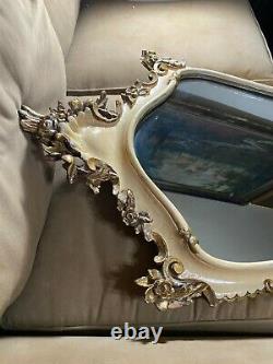 Large Ornate Italian Carved Shield Shape Wall Mirror 40.0 Tall x 23.0 Wide