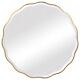 Large Ornate Round Wall Mirror with Scalloped Edge in Gold Aged Gold Finish