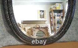 Large Ornate Solid Wood 27x33 Oval Beveled Framed Wall Mirror