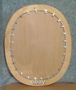 Large Ornate Solid Wood 27x33 Oval Beveled Framed Wall Mirror