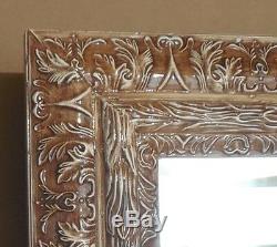 Large Ornate Solid Wood 29x59 Rectangle Beveled Framed Wall Mirror