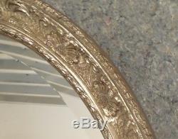 Large Ornate Solid Wood 30x42 Oval Beveled Framed Wall Mirror