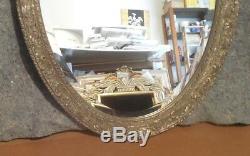 Large Ornate Solid Wood 30x42 Oval Beveled Framed Wall Mirror