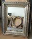Large Ornate Solid Wood 31x39 Rectangle Beveled Framed Wall Mirror