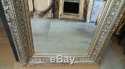 Large Ornate Solid Wood 31x39 Rectangle Beveled Framed Wall Mirror