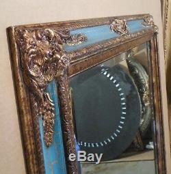 Large Ornate Solid Wood 31x43 Rectangle Beveled Framed Wall Mirror