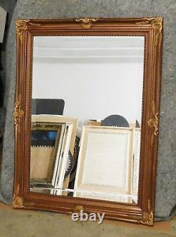 Large Ornate Solid Wood 32x43 Rectangle Beveled Framed Wall Mirror