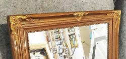 Large Ornate Solid Wood 32x43 Rectangle Beveled Framed Wall Mirror