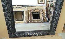 Large Ornate Solid Wood 33x45 Rectangle Beveled Framed Wall Mirror