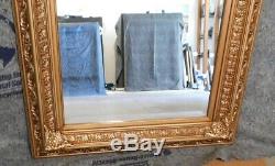 Large Ornate Solid Wood 34x44 Rectangle Beveled Framed Wall Mirror