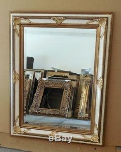 Large Ornate Solid Wood 34x46 Rectangle Beveled Framed Wall Mirror
