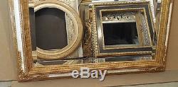 Large Ornate Solid Wood 35x45 Rectangle Beveled Framed Wall Mirror