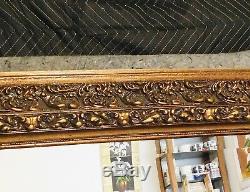 Large Ornate Solid Wood 36x48 Rectangle Beveled Framed Wall Mirror