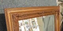 Large Ornate Solid Wood 38x49 Rectangle Beveled Framed Wall Mirror