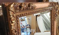 Large Ornate Solid Wood 41x51 Rectangle Beveled Framed Wall Mirror