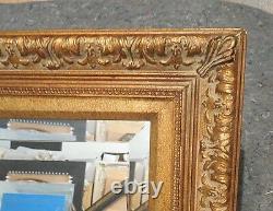 Large Ornate Solid Wood 42x54 Rectangle Beveled Framed Wall Mirror