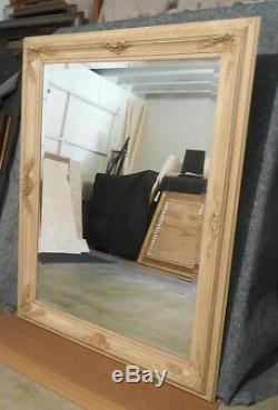 Large Ornate Solid Wood 46x58 Rectangle Beveled Framed Wall Mirror