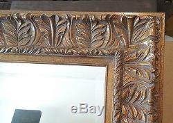 Large Ornate Solid Wood 47x59 Rectangle Beveled Framed Wall Mirror