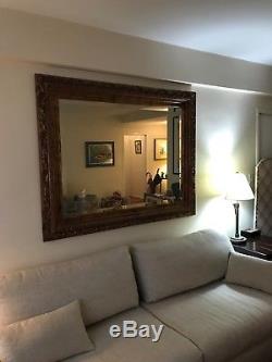 Large Ornate Solid Wood 60 wide X 48 Rectangle Beveled Framed Wall Mirror