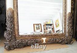 Large Ornate Wood/Hard Resin 44x54 Rectangle Beveled Framed Wall Mirror