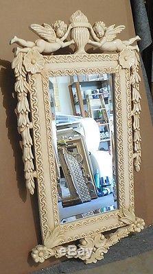 Large Ornate Wood/Resin 22x42 Rectangle Beveled Framed Wall Mirror
