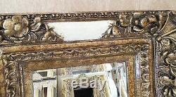 Large Ornate Wood/Resin 25x29 Rectangle Beveled Framed Wall Mirror