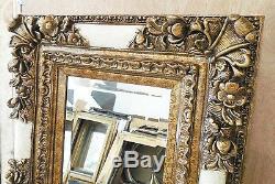 Large Ornate Wood/Resin 25x29 Rectangle Beveled Framed Wall Mirror
