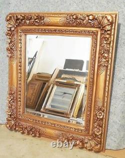 Large Ornate Wood/Resin 32x36 Rectangle Beveled Framed Wall Mirror