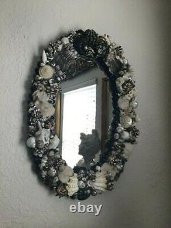 Large Oval Exotic Seashell Coral Wall Mirror