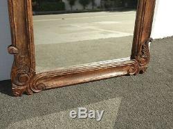 Large Oversized Spanish Style Ornately Carved Brown Wall Mantle Mirror