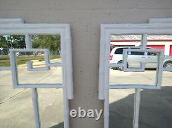 Large Pair of Greek Key Faux Bamboo Mirrors Lacquered White Regency Palm Beach