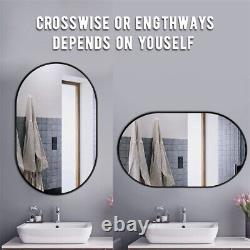 Large Pill Shaped Wall Mirror HD Aluminum Frame Bathroom Vanity Mirror Entryway