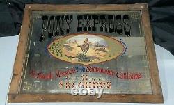 Large Pony Express Mirror Wall Decor Wooden Frame Antique Horse Mirror 26 x 20