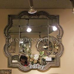 Large QUATREFOIL Wall Mirror Ornate Silver Leaf Frame 36