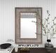 Large Rectangle Wall Mirror Rustic Wood Iron Cottage Farm Accent Bathroom Vanity