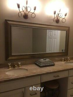 Large Rectangular Gold Brown Silver Contemporary Wall Bathroom Mirror 33 x 69