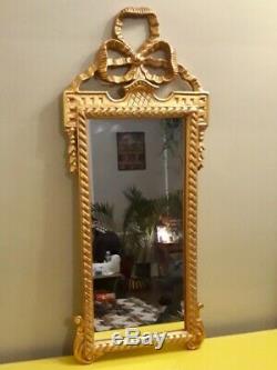 Large Regal Vintage Gold Gilt Rococo Baroque Style Bow Wall Mirror