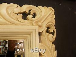 Large Renaissance Brushed Cream Ornate Bevelled Wall Mirror 123x93cm Wood Frame