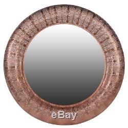 Large Round Copper Wall Mirror Moroccan inspired focal piece 72cm