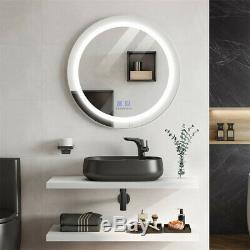Large Round LED Wall Bathroom Mirror Fogless with Sensor Touch White & Warm Light